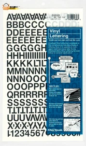 Vinilo autoadhesivo letras mayúsculas y números, 1/2 pulgada de alto, negro, 201 Pe - Imagen 1 de 12