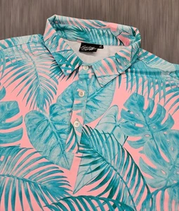 Sunday Swagger Men's XL The Keys Leafy Tropical Golf Polo Shirt - Picture 1 of 5