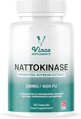 VINCO SUPPLEMENTS Vinco Nattokinase 120 Capsules - 4000 FU - 200mg - High Strength Japanese...