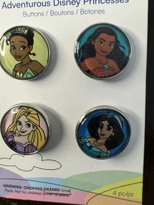 Disney Princess Dress It Up Round Buttons, Shank Back, 3 Cards Of 4 Pk - Picture 1 of 4
