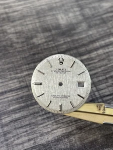 Genuine Rolex 36mm Datejust Linen Silver Pie Pan Watch Dial 1600 1601 1603 - Picture 1 of 4