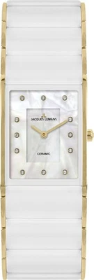 Jacques Lemans - Dublin Ceramic Perlmutt weiß/gold, 24mm - 1-1940K - Damenuhren - Bild 1 von 3