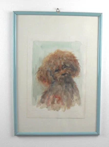 Acquerello Dipinto incorniciato raffigurante Cane Barboncino firmato Lili 96 - Imagen 1 de 1