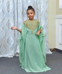 Sale Dubai Girls Dress Kids Abaya Moroccan caftan Kids jilbab Kids Jellabiya 110 - Picture 1 of 4