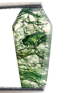 Forma de ataúd de ágata musgosa de corte brillante 14X7 mm al por mayor piedras preciosas raras 2,75 quilates - Imagen 1 de 6