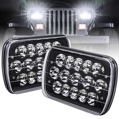 Black 5x7 7x6 High Low Beam LED Headlight Pair for Jeep Wrangler YJ Cherokee XJ - Image 1 of 4