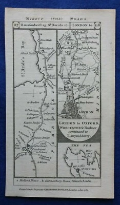 Original antique road map PEMBROKESHIRE, MIDDLESEX, UXBRIDGE, Paterson 1785 - Image 1 of 4