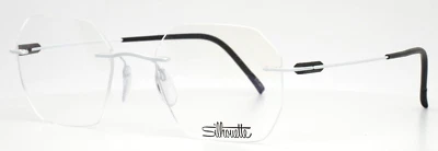 SILHOUETTE 5561 LG 1540 Courageous White Unisex Geometric Eyeglasses 50-19-145 - Image 1 of 4
