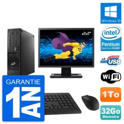PC Fujitsu E510 Dt Pantalla 22" Pentium G2020 RAM 32Go Disco 1To Windows 10 Wifi - Imagen 1 de 4
