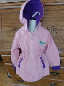 Girls Pink/Purple Thin Polyester/Cotton Long Sleeve Summer/Fall Hooded Jacket 4T - Picture 1 of 7
