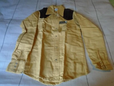 NWT Yellow & Brown Soft Vintage 1950's Men's PAL Western Snap Closure Shirt S - Image 1 of 4