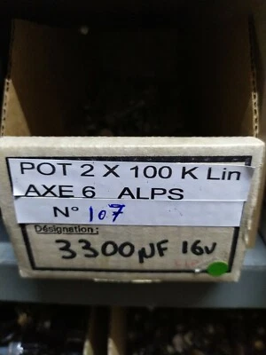 Potentiomètre Pot Potentiometer 2X 100 K ohm Lin  axe 6 ALPS         P.N107 - Photo 1/4