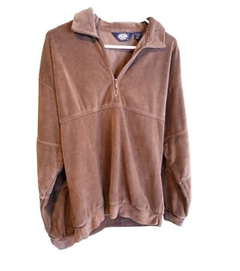 VINTAGE Knightbridge Sweatshirt Herren M braun Velour Kragen 1/4 Zip Made USA 90s - Bild 1 von 16