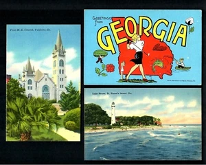 B34 (3) Stk. Frau Glofer, Leuchtturm St. Simons, Valdosta First M.E. Kirche - Bild 1 von 2