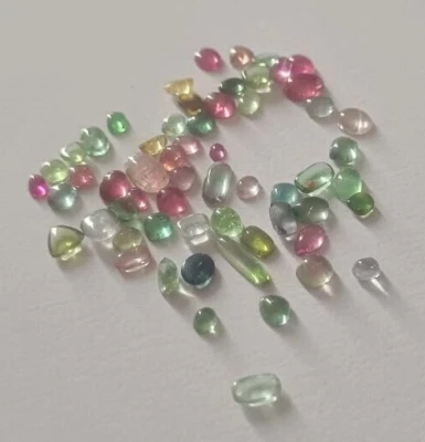 Natural Multi Colour Tourmaline Lot Loose Gemstone Cabochon 32 Caret 59 Piece - Image 1 of 3