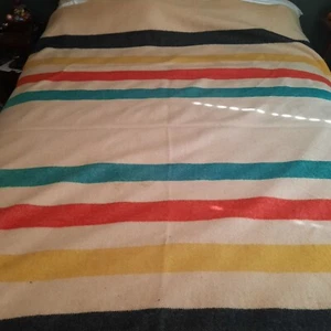 Golden Dawn 100% wool blanket 8 stripes JC Penny in the 1970s measures 76" x 84" - Picture 1 of 12