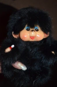 Vintage Monchichi Monkey with real rabbit fur thumb sucker - Picture 1 of 6