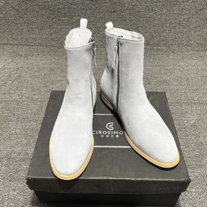 Hombres British Chelsea Botines Gamuza Real Cuero Zapatos Negocios Fiesta Cremallera - Imagen 1 de 38