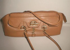 NEW CHARLES DAVID Large Camel Leather Handbag - Picture 1 of 12