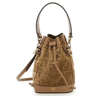 NOVA BOLSA DE OMBRO FENDI MON TRESOR COURO VELUDO BALDE AUTÊNTICA! - Imagem 1 de 4