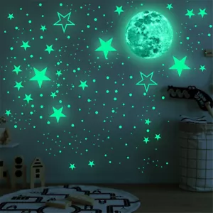 437 Glow In The Dark Stars and Moon Plastic Stickers For Ceilings&Walls Bedroom - Picture 1 of 9