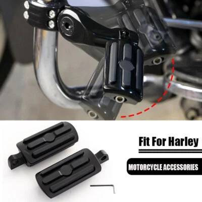 Pedales de reposapiés negros para motocicleta para Harley Softail Dyna Foto 1 de 4