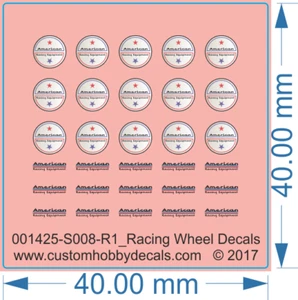 American Racing Wheel Decals - 1/8 - Water Decals - Bild 1 von 2