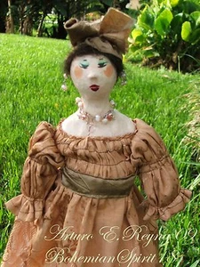 Vestido Moire Estilo Victoriano Doncella Hecho a Mano MUÑECA - Imagen 1 de 3