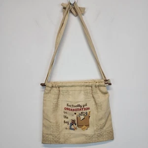 Vintage Needlepoint Nähen Stricken Häkeln Beuteltasche Tasche Handarbeit gewebt Landhaus Oma - Bild 1 von 12