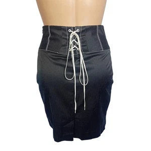 Bebe Y2K Corporate Goth Pinstripe Corset Pencil Skirt High Waist Career 4 READ - Picture 1 of 18