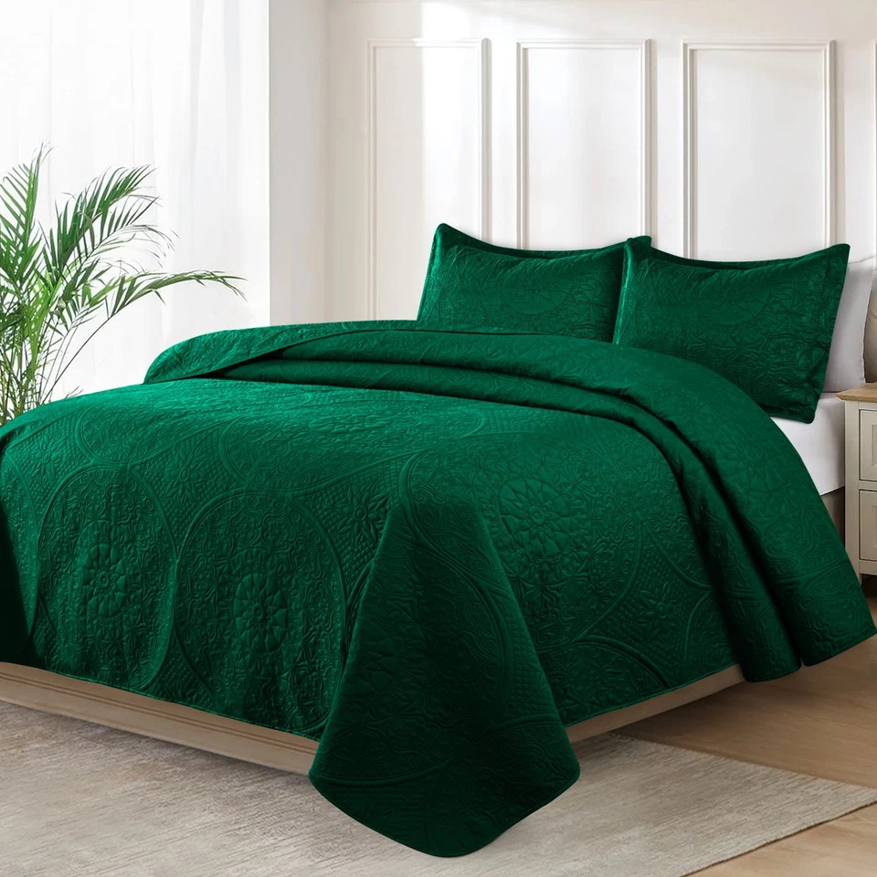 Juego de cama de lujo colcha acolchada de 3 piezas cubrecama + 2 fundas de almohada Foto 1 de 1