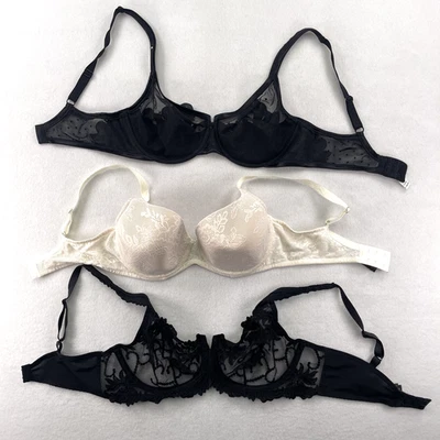 Soma Lejaby Bra Lot 3 Womens 36D Lace Sheer Mesh Underwire Lingerie Floral - Image 1 of 4
