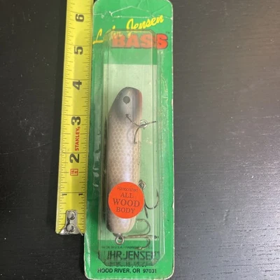 Vintage Luhr Jensen Bass Lucky 13 Brown White All Wood Body 3.5" Rare NIB - Image 1 of 4