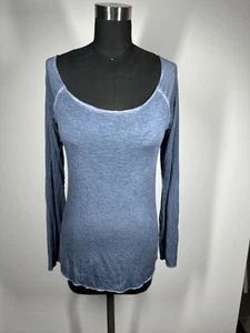 Scandal Italy Women’s Blue Viscose Long Sleeve Stretch Basic Top Shirt One Size - Picture 1 of 11