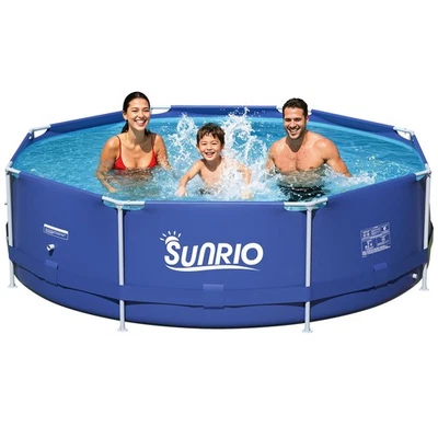 Piscina redonda sobre el suelo de 8'*30" para niños y adultos con marco de metal familiar... Foto 1 de 4