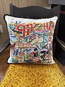 Catstudio Original Classic Michigan All Hand Embroidered Pillow Cat Studio NWT - Picture 1 of 10