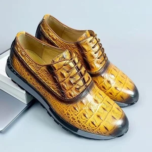 Pattern Men's Leather Driving Shoes Casual Business Lace Up Formal Fashion OL - Picture 1 of 24