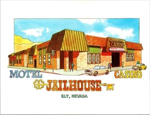 Postal de 5 5/8 x 4 1/4" Ely Nevada - Jailhouse Motel & Casino - Imagen 1 de 2
