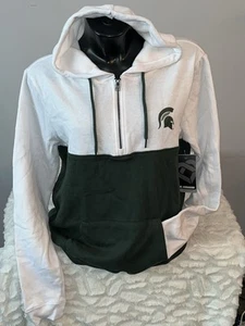 MICHIGAN STATE SPARTANS NCAA COLOSSEUM WOMENS LIGHTWEIGHT 1/2 ZIP HOODIE LARGE - Picture 1 of 2