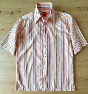 Report Collection Men Cotton Shirt, Pink Multi Striped Print, Rose Blue, S - Picture 1 of 20