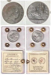 REGNO D'ITALIA 1 lira 1913 qFDC/FDC ARGENTO Vittorio Emanuele III PERIZIATA - Foto 1 di 4