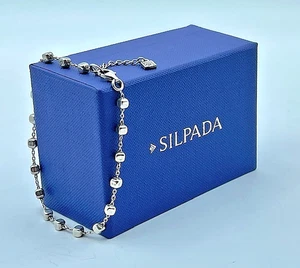 Vintage Silpada Sterling Silver Petite Cube Beaded Chain Bracelet, 7"+1" Italy - Bild 1 von 7