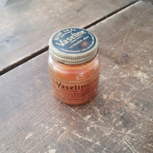 RARE Vintage VASELINE Blue Seal Glass Jar Petroleum Jelly 3.5 oz. w/ Metal Cap - Bild 1 von 10