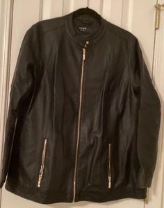 Jacket SPYM Black Faux Leather Women’s Sz 2X Zipper Closure & Pockets - Picture 1 of 7