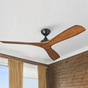 Parrot Uncle 52" Matte Black Ceiling Fan w Walnut Blades, 6-Speed w Remote - Picture 1 of 8