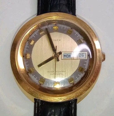 Reloj pulsera automático Timex Viscount Day Date 1973 tono dorado para hombre 46860-3373 Foto 1 de 4