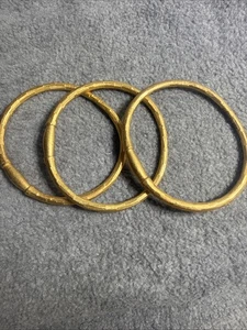 Barbra Boz Set Of 3 Oval Matted Goldtone Bangles - Picture 1 of 3