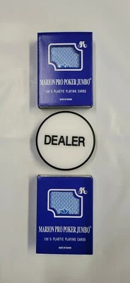 Marion Pro Poker 100% Plastic Playing Cards (Blue/Jumbo) 2 pk with Dealer Puck - Image 1 of 3