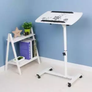 Weiß Laptoptisch Betttisch Notebooktisch Pflegetisch mit Rollen Höhenverstellbar - Bild 1 von 10