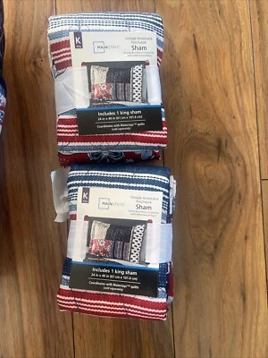 NUEVO Juego de 2 fundas King acolchadas con retazos americanos vintage Foto 1 de 4